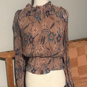 Joie Multicolor Floral Sheer Blouse